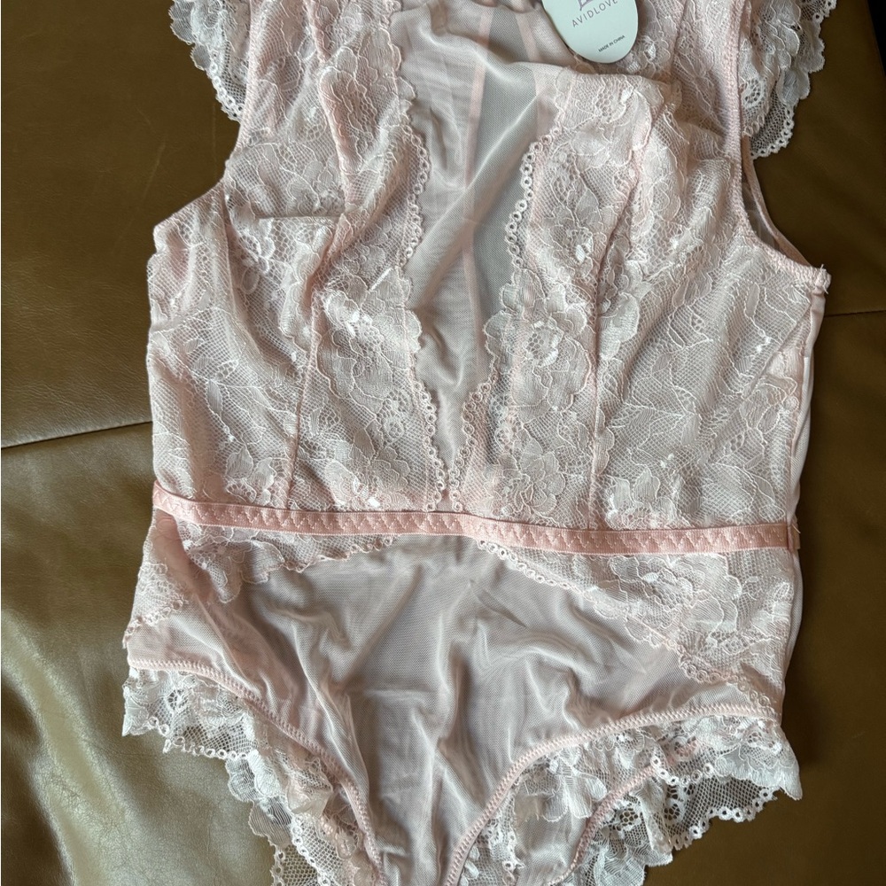 Delicate Pink Lace Bodysuit - Women's Intimates
